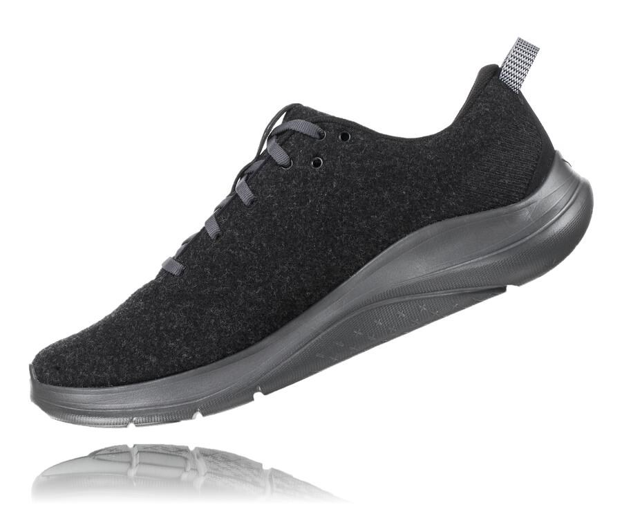 Running Shoes Mens - Hoka One One Hupana Flow Wool - Black - KQRBEOV-20